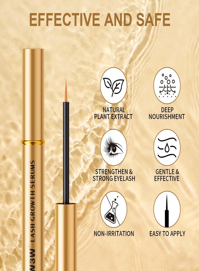 W3W Eyelash Serum - Nourishing eyelash Growth Serum for Eyelash Growth for Natural Longer, Fuller,and Thicker Lashes(Gold)4ML - Image 3